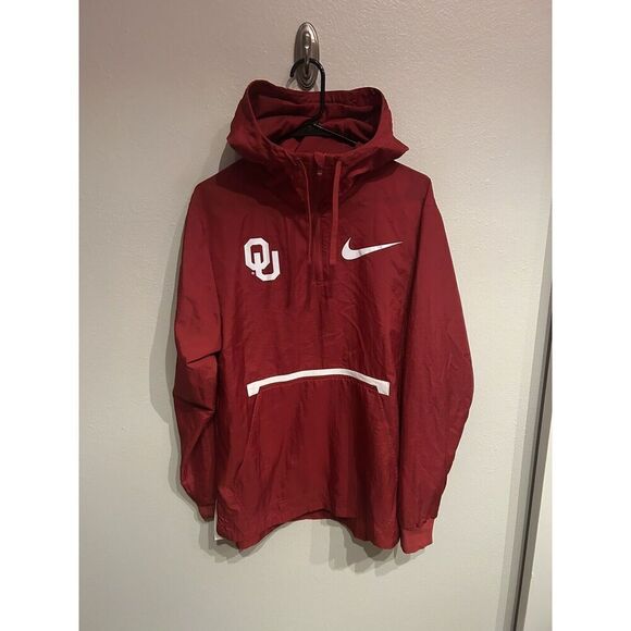 Oklahoma Sooners Mens Small Nike Windbreaker Hoodie 1/4 Zip Pullover - Picture 1 of 12